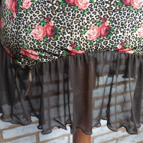 Nighty Chemise Cami Corset Top L SEXY Brown L - Picture 3 of 7